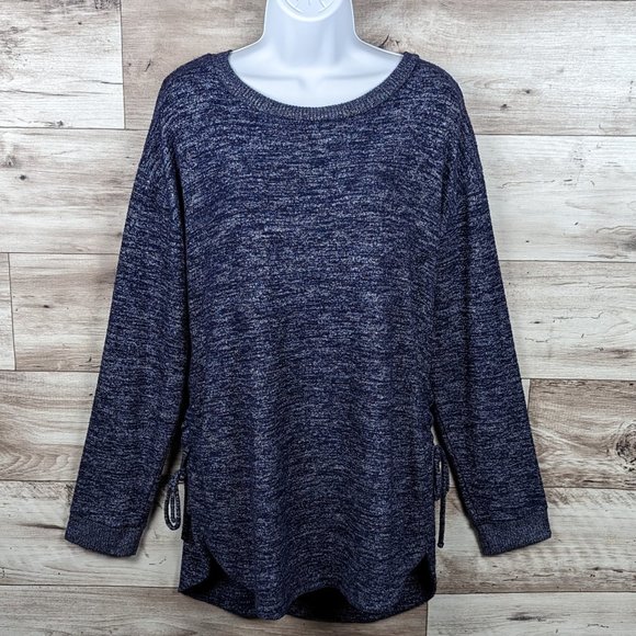 Gap* Women's‎ Long Sleeve Boat Neck High/Low Curved Hem Tie Knot Sides Sweater~L - Picture 1 of 12